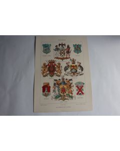 Estampe Armoiries des villes Journal décoration G. Ströhl 1900