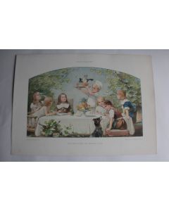Estampe dîner d'enfants Pastorale Journal décoration G. Sturm 1900