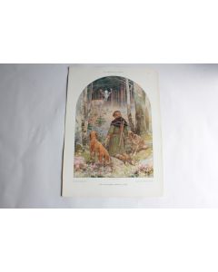 Estampe St Hubert avec un cerf Journal décoration G. Sturm 1900
