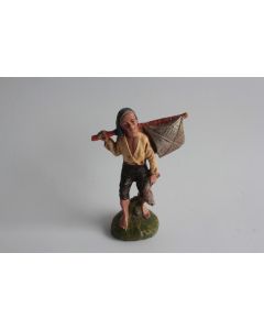 Figurine vintage Composition pêcheur revenant de la pêche Italie
