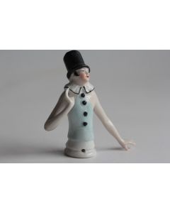 Demi figurine porcelaine Garçonne en tenue de pierrot Art déco