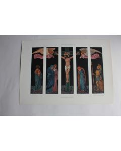 Estampe Christ sur la croix Journal décoration Jos. Goller 1910