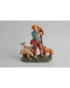 Figurine vintage Composition berger chien chèvres Italie