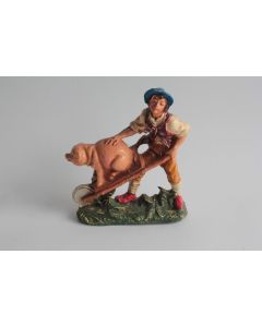 Figurine vintage Composition fermier cochon Italie
