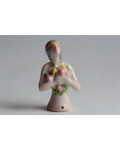 Demi figurine porcelaine Femme au bouquet de roses