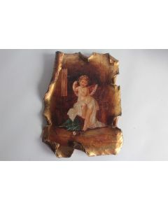 Peinture terre cuite angelot téléphone Napoléon III Pr. Goldscheider 