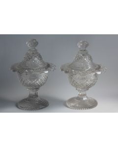 Paire drageoirs cristal taillé Charles X
