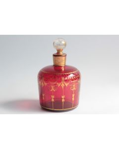 Flacon à parfum verre rubis émaillé Napoléon III