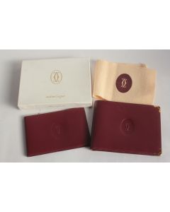 CARTIER Porte-cartes et porte chèque cuir bordeaux