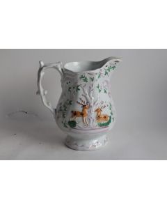 Pichet anglais barbotine Sunderland Cerfs Chasse XIXe siècle