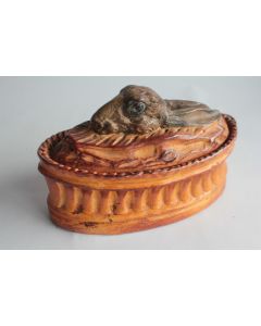 Terrine Trompe l'œil Lièvre porcelaine vernissée