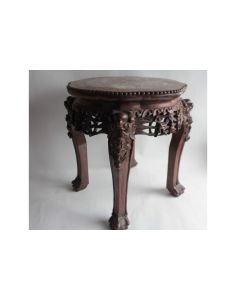 Table d'appoint bois de rose sculpté marbre Chine