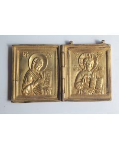 Icône triptyque bronze émaillé Déisis Russie XIXe siècle