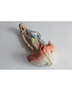 Bénitier porcelaine biscuit polychrome Christ