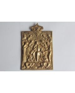 Icône orthodoxe bronze Conciles des Apôtres XIXe siècle