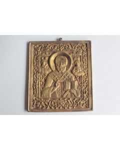 Icône bronze Saint Nicolas le Thaumaturge Russie XIXe siècle