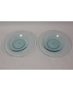 Deux assiettes verre soufflé bleu design 26 cm