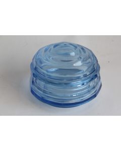 Boite à poudre cristal taillé bleu Art déco