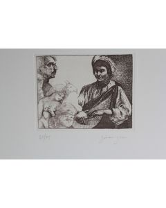 Gravure Eau forte originale Giovanni Gromo La buona ventura