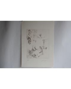 Gravure Eau forte originale Giovanni Gromo Les ténèbres futures