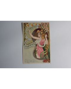 CPA Suisse illustrée Femme au muguet art nouveau