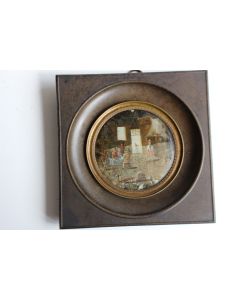 Peinture sous verre intérieur de ferme Haute Savoie/Suisse XIXe siècle