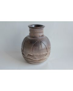 Vase céramique incisée émaillée Voiliers Bateaux
