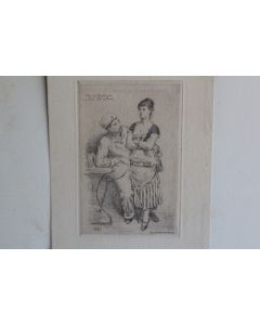 Gravure Pointe sèche Marcellin DESBOUTIN Scène de Brasserie