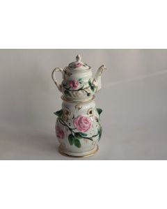 Tisanière porcelaine Roses XIXe siècle