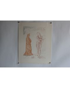 SALVADOR DALI Lithographie La divine comédie Virgile réconforte Dante