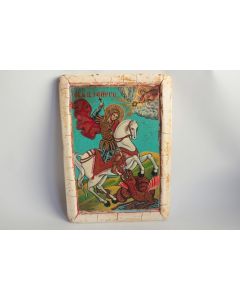 Icône orthodoxe peinte Saint Georges terrassant le dragon