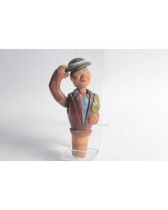 Bouchon à système bois sculpté Art Populaire