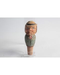 Bouchon à système bois sculpté Art Populaire