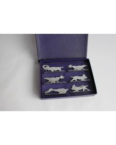 Six porte-couteaux Art déco chrome animaux