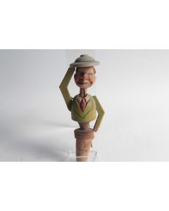 Bouchon à système bois sculpté Art Populaire