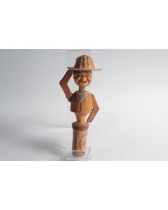Bouchon à système bois sculpté Art Populaire