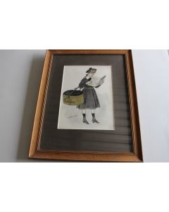 Dessin original FORESTIER Henri Claudius  Jeune femme modes 