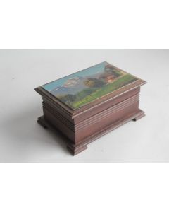 Boite en bois peint paysage Souvenir Montagne Suisse