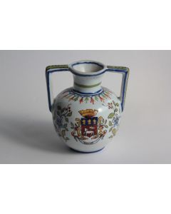 Vase faïence armoiries Rouen Fourmaintraux-Courquin Desvres
