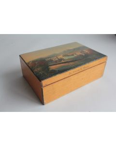 Boite en bois peint paysage Souvenir Thoune Alpes Suisse