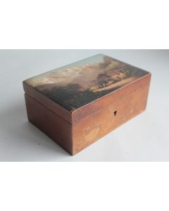 Boite en bois peint paysage Souvenir Montagne Col de Balme Suisse