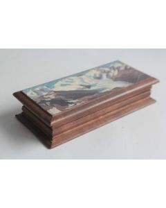 Boite en bois peint paysage Souvenir Montagne Suisse