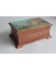 Boite en bois peint paysage Souvenir Montagne Cascade Pissevache Suisse
