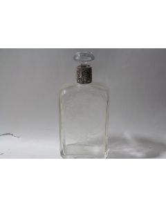 Carafe à liqueur verre gravé argent massif Pays-Bas