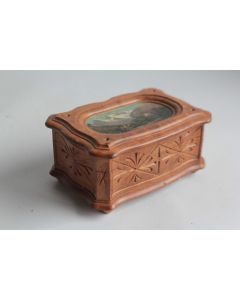 Boite en bois peint paysage Souvenir Montagne Jungfrau Suisse