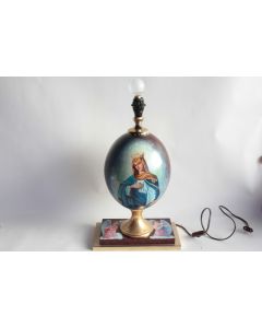 Pied de lampe Œuf métal peint Icône Vierge et angelots