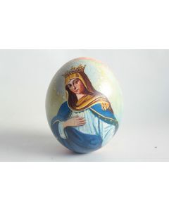 Œuf d'autruche peint Vierge et Ange