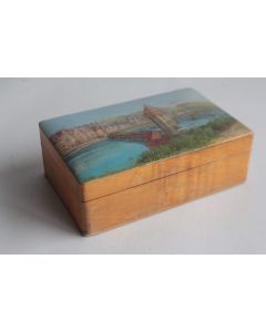 Boite en bois peint paysage Souvenir Lucerne Alpes Lac Suisse