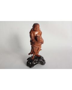 Sculpture Okimono bois pêcheur Japon