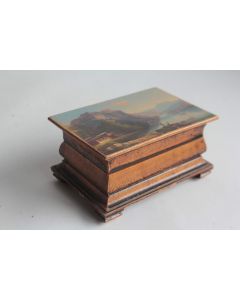 Boite en bois peint paysage Souvenir Montreux Alpes Lac Suisse